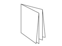 Folleto de papel, 8 pginas con pliegue cruzado.