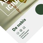 Folleto de papel con barniz UV brillante en una cara.