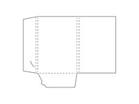 Carpeta blanca de papel con dos solapas.