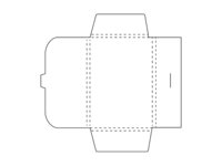 Funda de vale de papel con solapa de cierre y aletas plegables.