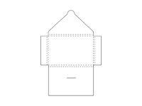 Funda de papel para vales de regalo con solapa de cierre y solapas plegables.