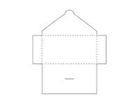Funda de papel para vales de regalo con solapa de cierre y cuatro solapas plegables.