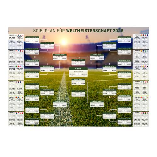 Papier Spielpan für Fußball-Weltmeisterschaft 2026, einseitig bedruckt,