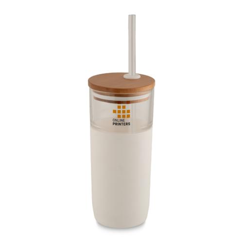 Vaso de vidrio con tapa de bambú "Arlo" 2