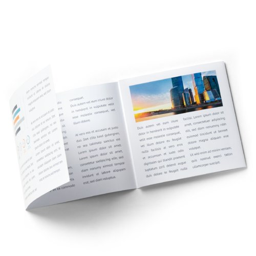 Folletos plegados en formato vertical con lacado UV, A6-cuadrado 5