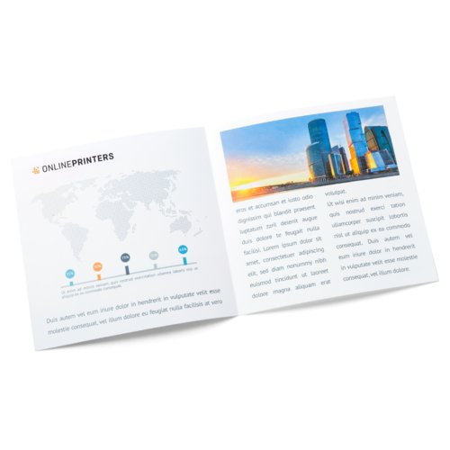 Folletos plegados en formato vertical con lacado UV, A6-cuadrado 3