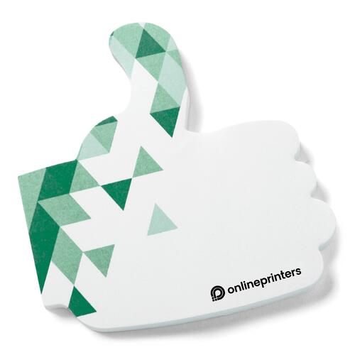 Notas adhesivas blancas con forma de pulgar para escribir notas.