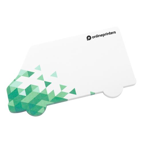 Notas adhesivas blancas con forma de camioneta.