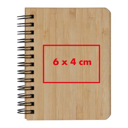 Cuaderno de madera clara con encuadernacin en espiral.