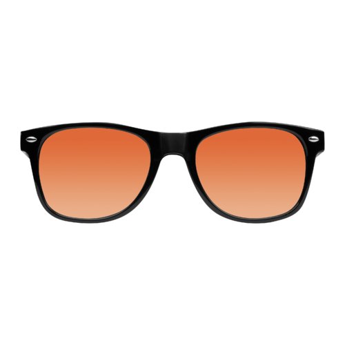 Gafas de sol naranjas de plstico con montura ancha.