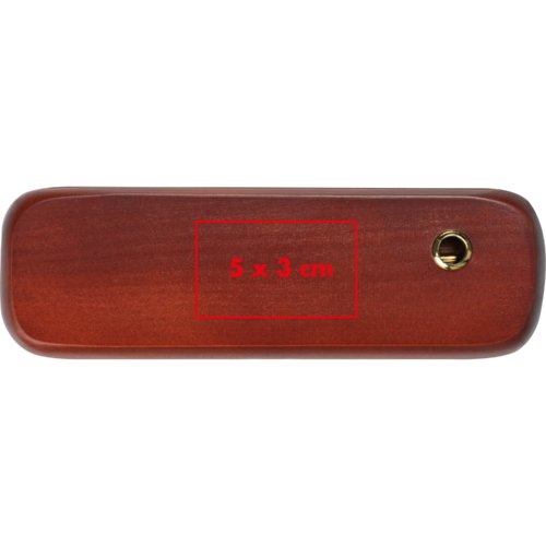 Juego de escritura de madera marrn con pluma y estuche.
