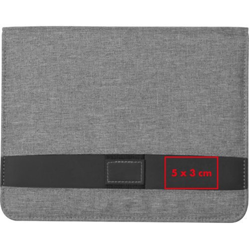 Carpeta de escritura gris con lazo para bolgrafo y cierre magntico.