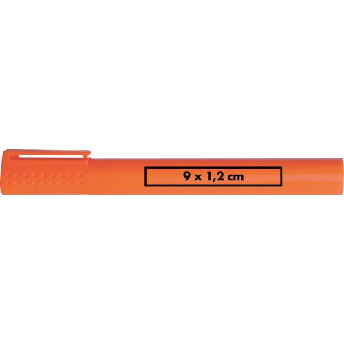 Resaltador naranja con tapa protectora.