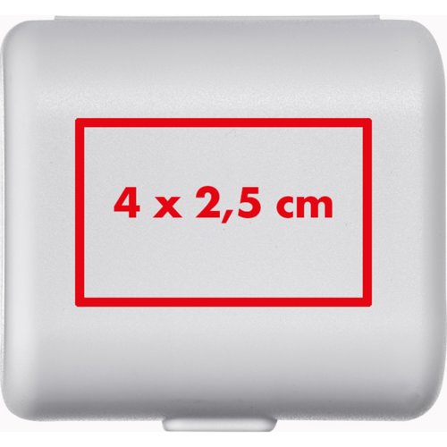 Adaptador de viaje blanco con mecanismo plegable.