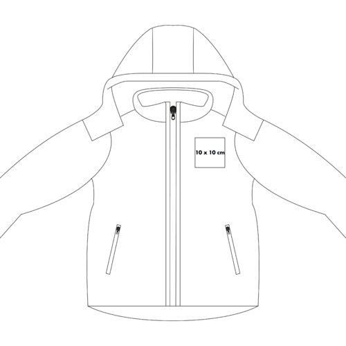 Chaqueta softshell con capucha y bolsillos con cremallera.