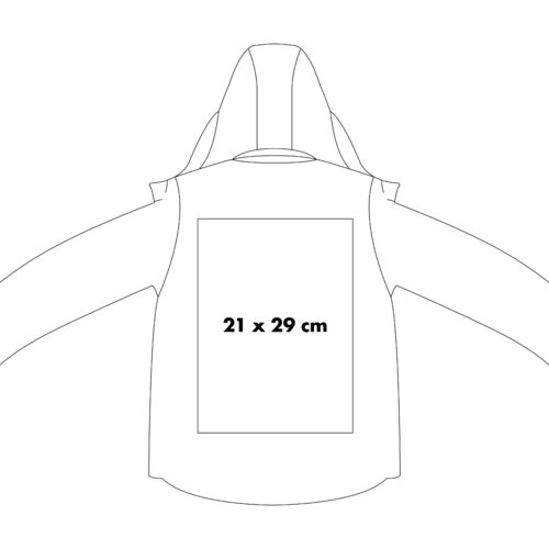 Chaqueta softshell con capucha y cremallera completa.