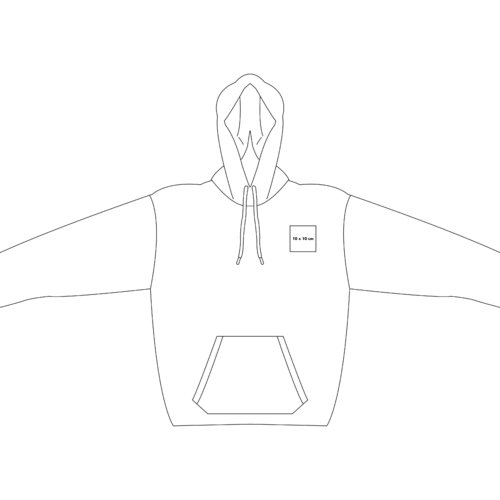 Sudadera con capucha, bolsillo tipo canguro y cordn ajustable.