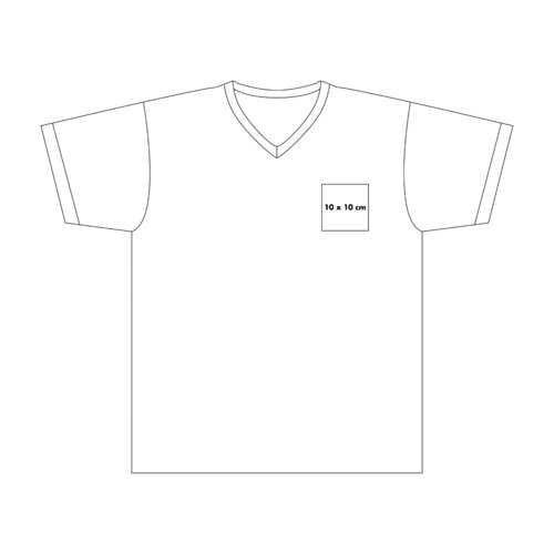 Camiseta blanca de algodn con cuello en V y mangas cortas.