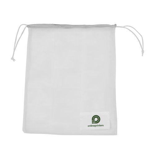 Red de compra de malla blanca con cordn.
