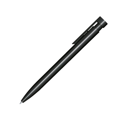 Bol�grafo de pl�stico negro con acabado brillante y clip.
