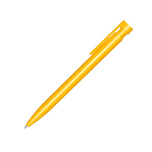 Bol�grafo de pl�stico amarillo con acabado pulido y clip.