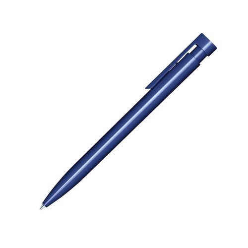 Bol�grafo de pl�stico azul oscuro con acabado pulido y clip.