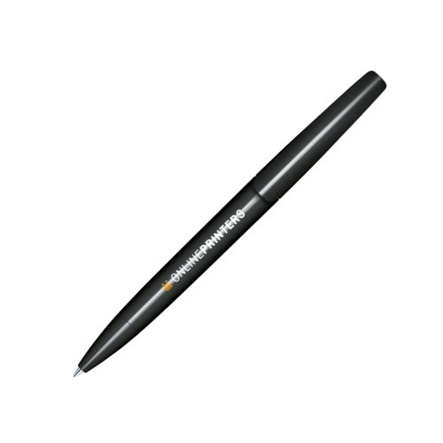 Bol�grafo giratorio negro con acabado pulido y clip.