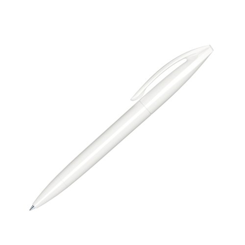 Bol�grafo blanco con mecanismo de giro y clip.