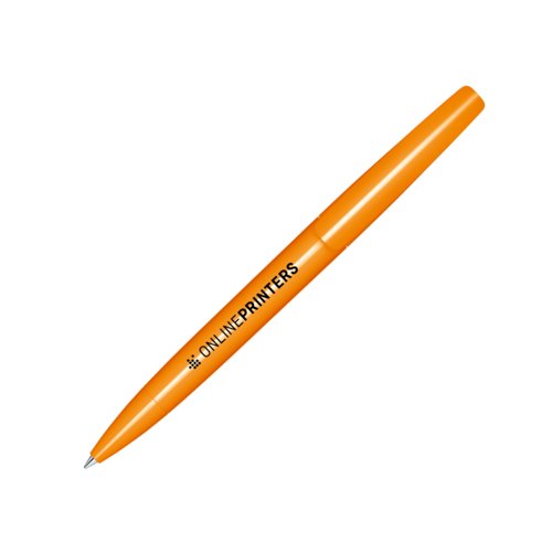 Bol�grafo naranja de pl�stico con mecanismo de giro.