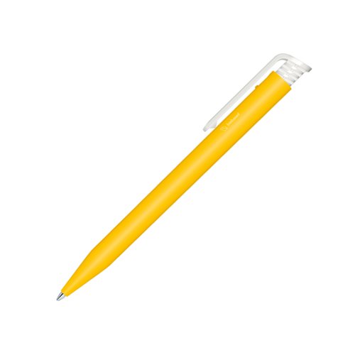 Bolgrafo bio amarillo con clip y mecanismo de pulsacin.