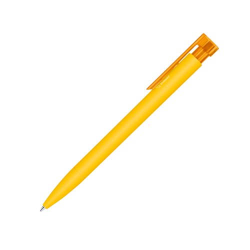 Bolgrafo bio amarillo con clip y mecanismo de pulsacin.