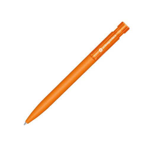 Bolgrafo naranja bio con clip.