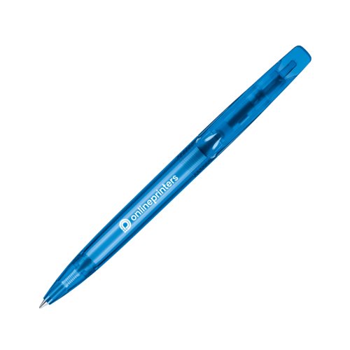 Bolgrafo retrctil azul de plstico con patrn.
