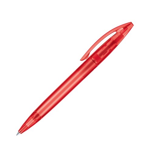 Bol�grafo giratorio de pl�stico rojo con clip.
