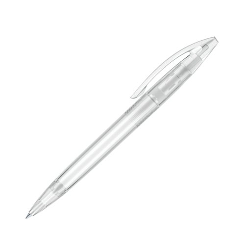 Bolgrafo giratorio de plstico blanco con clip.