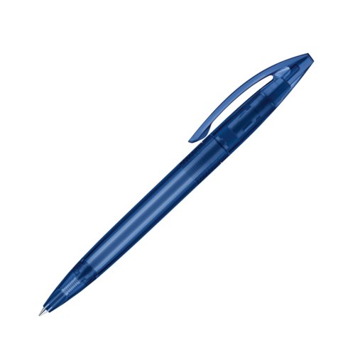 Bol�grafo giratorio de pl�stico azul oscuro con clip.