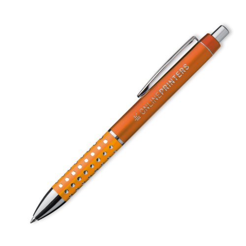Bol�grafo naranja con clip y bot�n pulsador.