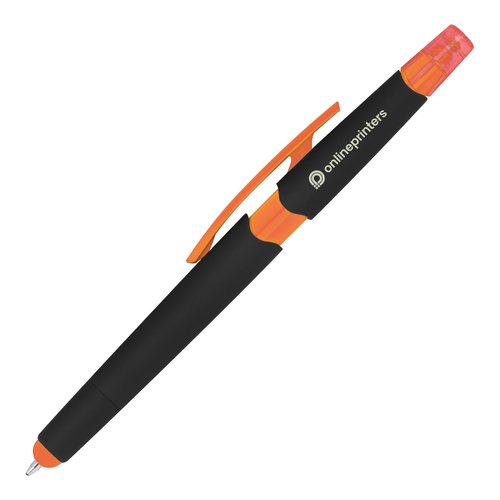 Bolgrafo naranja con funcin tctil y clip.