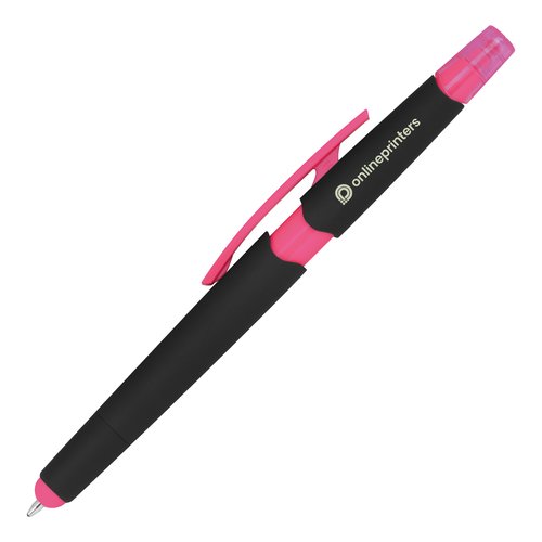 Bolgrafo Duo rosa con funcin tctil y clip.