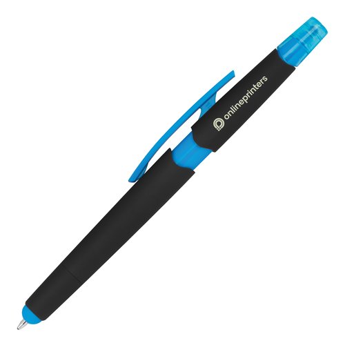 Bolgrafo do azul claro con funcin tctil y clip.