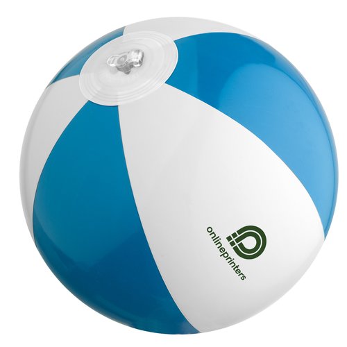 Baln de playa azul de plstico con vlvula inflable.