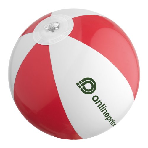 Pelota de playa hinchable de plstico roja.