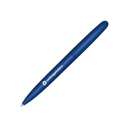 Bolgrafo giratorio de plstico biolgico azul oscuro con clip.