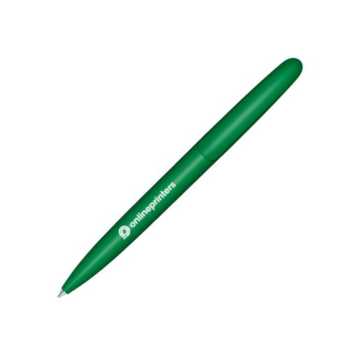 Bolgrafo verde de material biolgico con mecanismo giratorio.