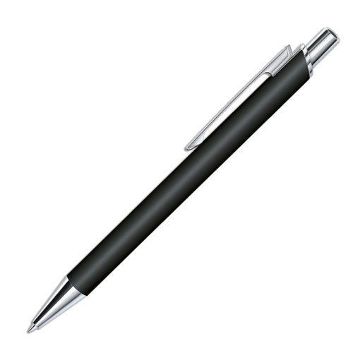 Bol�grafo negro con mecanismo de pulsaci�n y acabado suave.