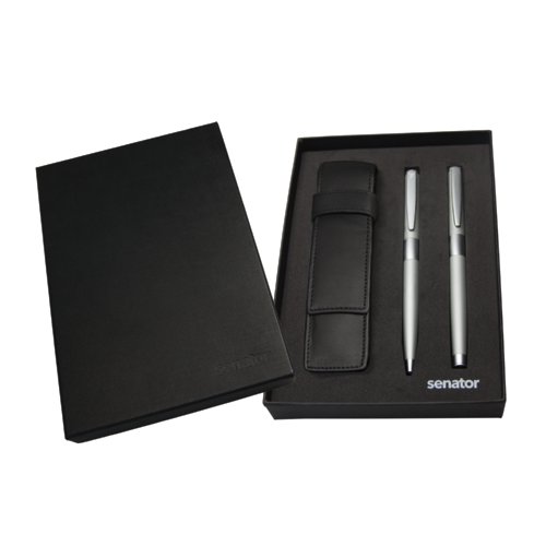 Set de bolígrafo y estilográfica con estuche de cuero senator® Image Chrome 2