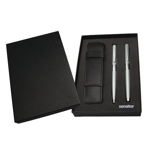 Set de bolígrafo y estilográfica con estuche de cuero senator® Image Chrome 2