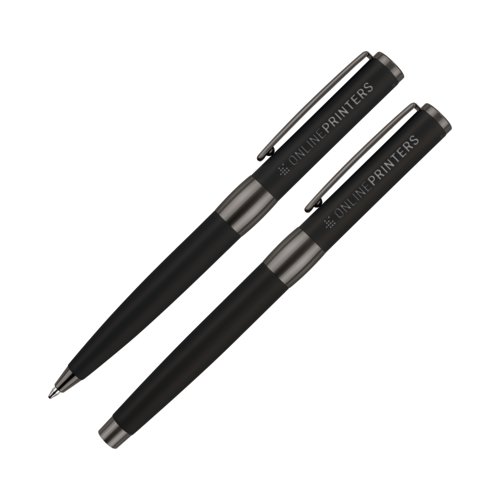 Set de bolígrafo y estilográfica con estuche de cuero senator® Black Line 1