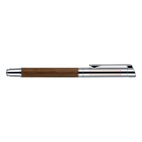 Pluma estilogrfica color madera con clip de metal.