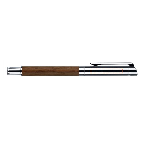 Bolgrafo giratorio de madera y metal con clip.